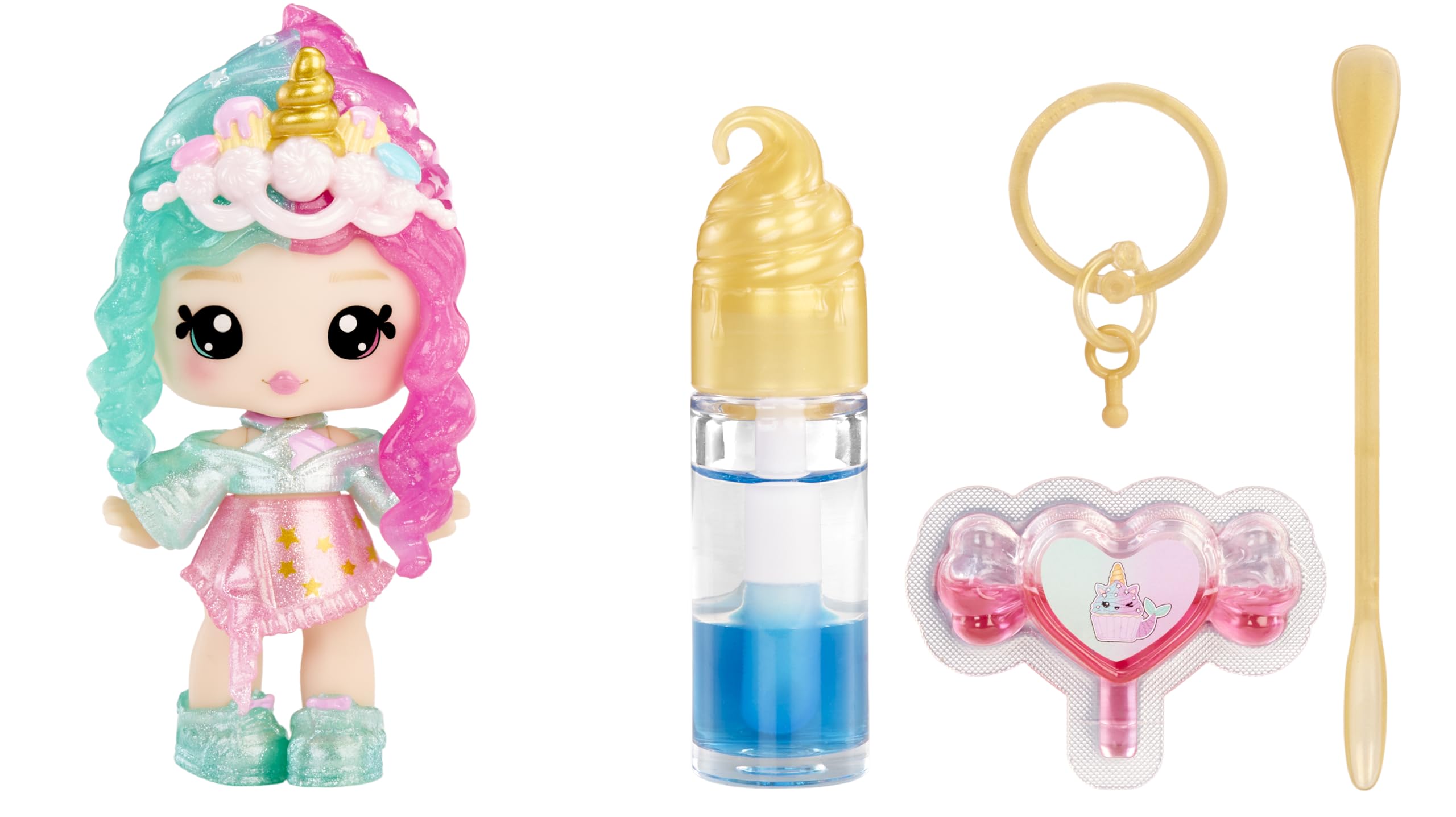 Yummiland Lip Gloss Doll: Mystery Color Change - Phoebe Frappe - Includes 1 Doll, DIY Lip Gloss + Removable Keychain, Cosmetic Play, Collectible, Suitable for Children Ages 4+