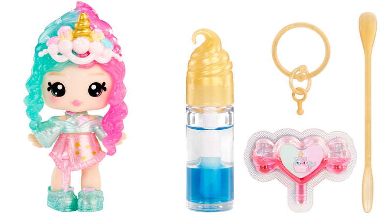 Yummiland Lip Gloss Doll: Mystery Color Change - Phoebe Frappe - Includes 1 Doll, DIY Lip Gloss + Removable Keychain, Cosmetic Play, Collectible, Suitable for Children Ages 4+