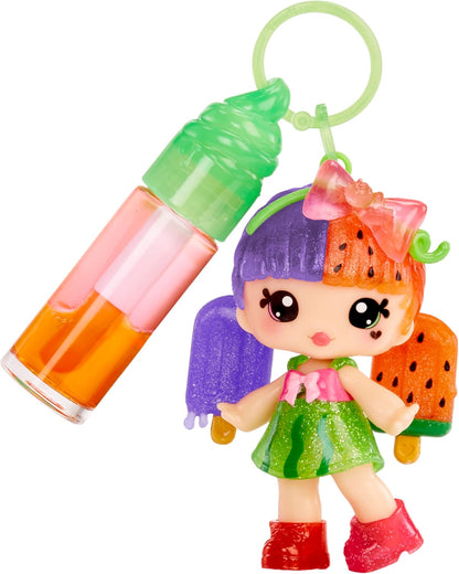 Yummiland Lip Gloss Doll: Mystery Color Change - Poppy Melonberry - Includes 1 Doll, DIY Lip Gloss + Removable Keychain, Cosmetic Play, Collectible, Suitable for Children Ages 4+
