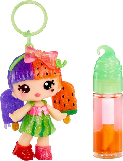Yummiland Lip Gloss Doll: Mystery Color Change - Poppy Melonberry - Includes 1 Doll, DIY Lip Gloss + Removable Keychain, Cosmetic Play, Collectible, Suitable for Children Ages 4+
