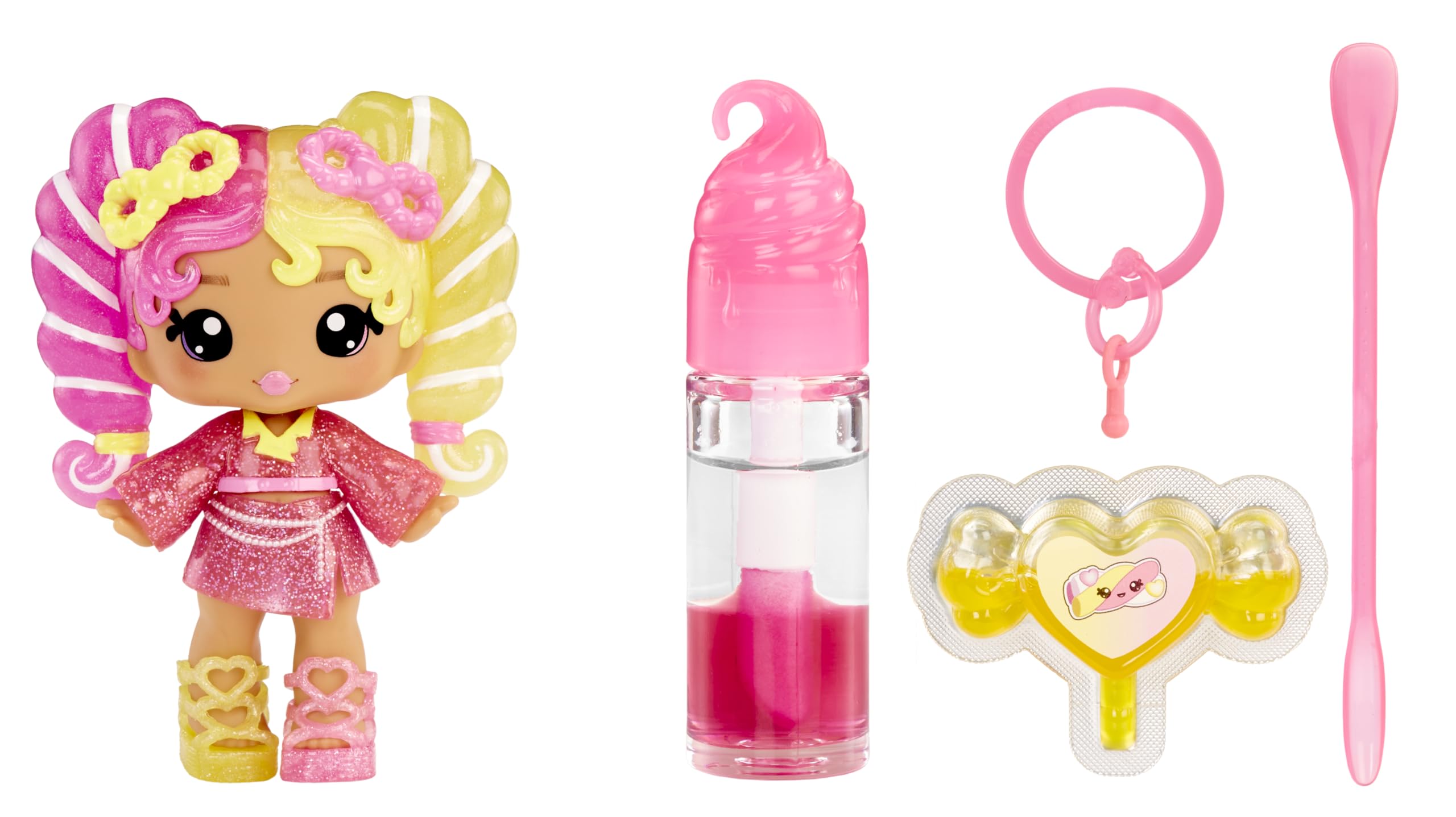 Yummiland Lip Gloss Doll: Mystery Color Change - Mila Mallows - Includes 1 Doll, DIY Lip Gloss + Removable Keychain, Cosmetic Play, Collectible, Suitable for Children Ages 4+