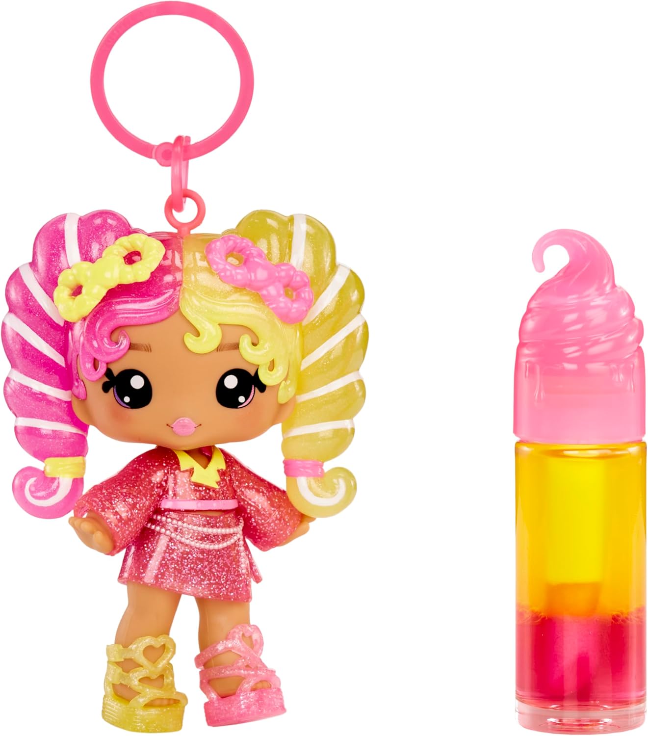 Yummiland Lip Gloss Doll: Mystery Color Change - Mila Mallows - Includes 1 Doll, DIY Lip Gloss + Removable Keychain, Cosmetic Play, Collectible, Suitable for Children Ages 4+