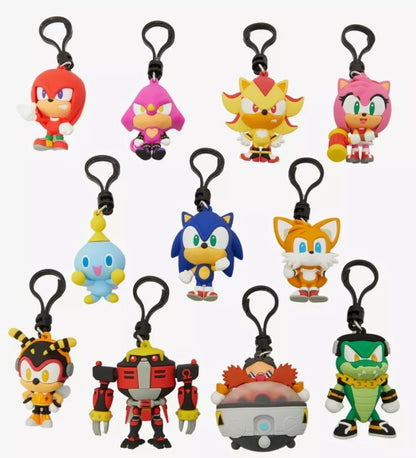 Monogram Sonic the Hedgehog Series 3-3D Foam Figural Bag Clip in ONE Blind Bag - Keychain - Sonic Tails, Knuckles, Amy and More... ONE RANDOM CHARACTER PER ORDER, Multicolor, 2.0"