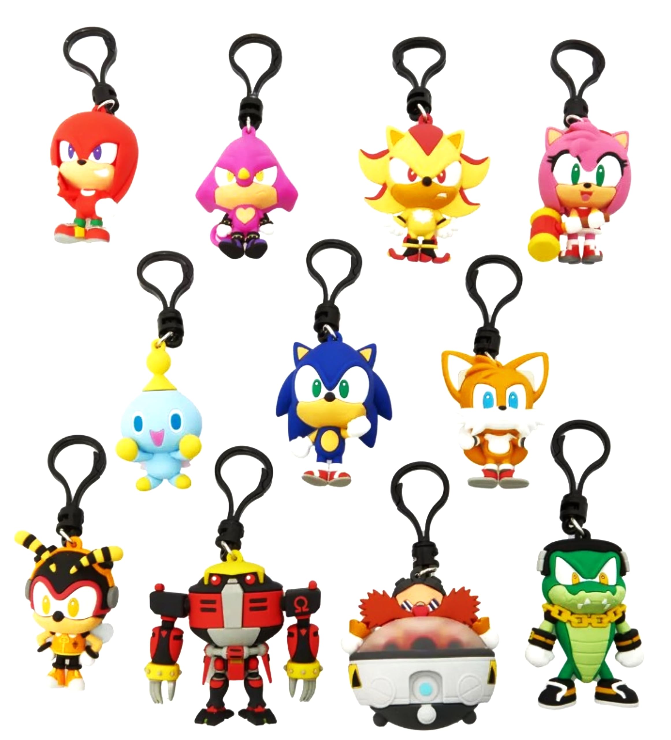 Monogram Sonic the Hedgehog Series 3-3D Foam Figural Bag Clip in ONE Blind Bag - Keychain - Sonic Tails, Knuckles, Amy and More... ONE RANDOM CHARACTER PER ORDER, Multicolor, 2.0"
