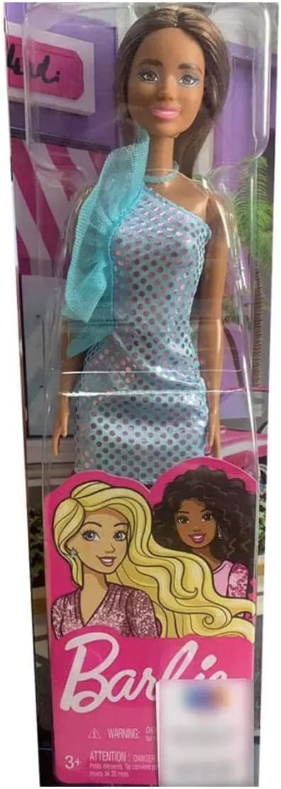 Barbie® Doll, Kids Toys, Brunette in Teal Metallic Dress, Trendy Clothes and Accessories, Gifts for Kids