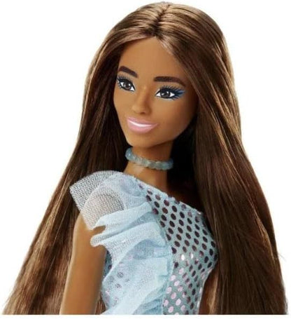 Barbie® Doll, Kids Toys, Brunette in Teal Metallic Dress, Trendy Clothes and Accessories, Gifts for Kids