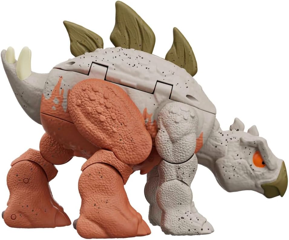 Mattel Jurassic World Fierce Changers 2-in-1 Dinosaur Action Figure, Double Danger Toy Transforms from Carnotaurus to Stegosaurus in 11 Steps