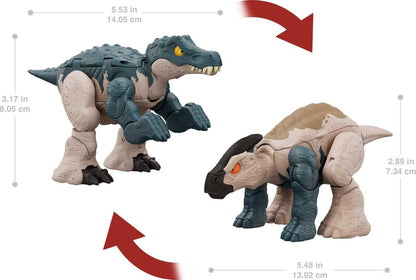 Jurassic World Dinosaur Transforming Toy, 11 Step Baryonyx to Parasaurolophus Double Danger 2 in 1 Toy, Fierce Changers, HLP09