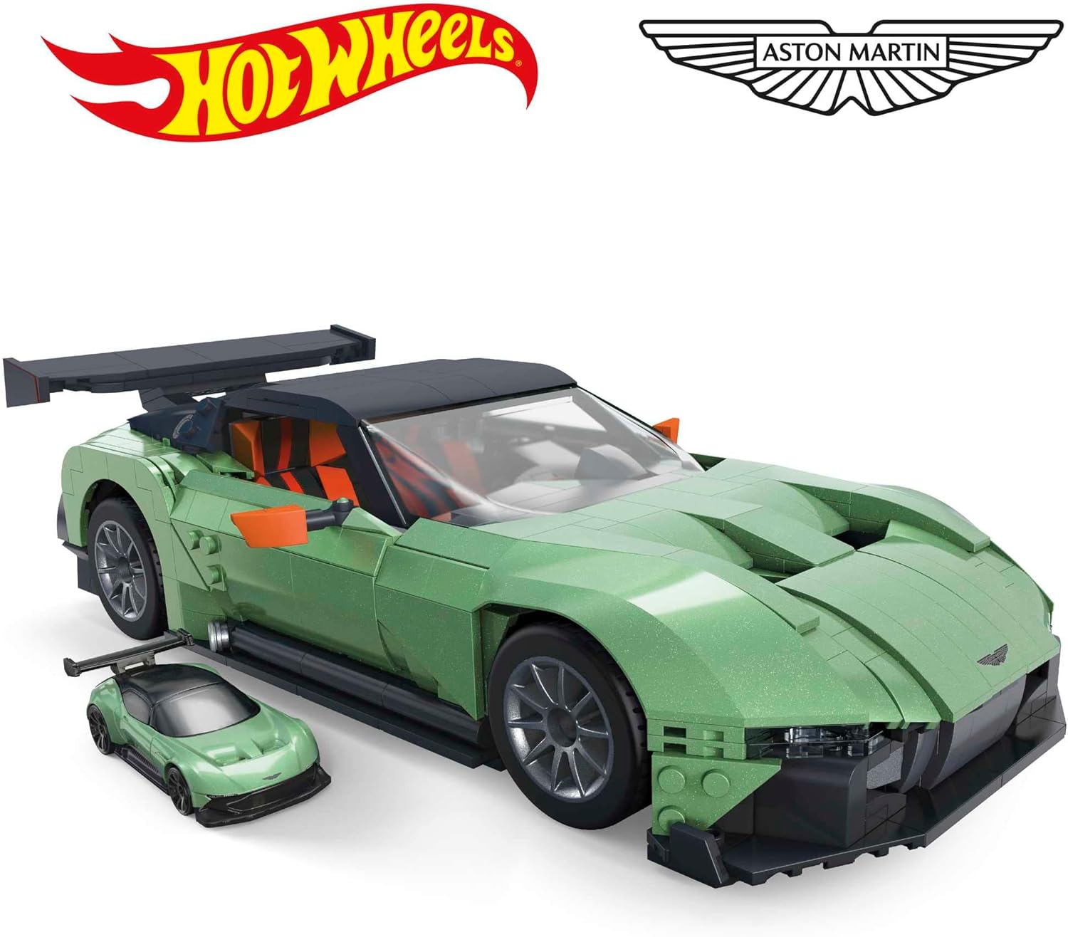 MEGA Hot Wheels Vehicle Building Toys for Adults, Aston Martin Vulcan with 635 Pieces and Die-Cast Model, Gift Ideas for Collectors, HMY97