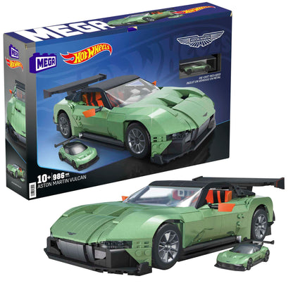 MEGA Hot Wheels Vehicle Building Toys for Adults, Aston Martin Vulcan with 635 Pieces and Die-Cast Model, Gift Ideas for Collectors, HMY97