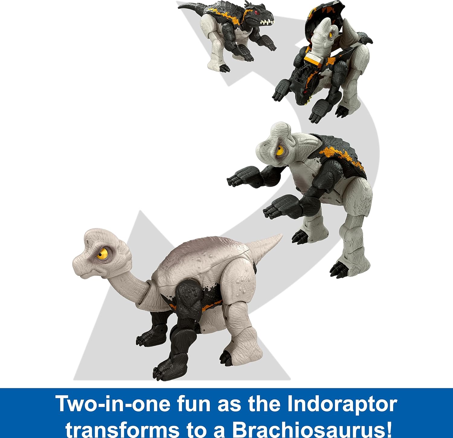 Mattel Jurassic World Fierce Changers 2-in-1 Dinosaur Action Figure, Massive Stretch Toy Tranforms from Brachiosaurus to Indoraptor in 16 Steps