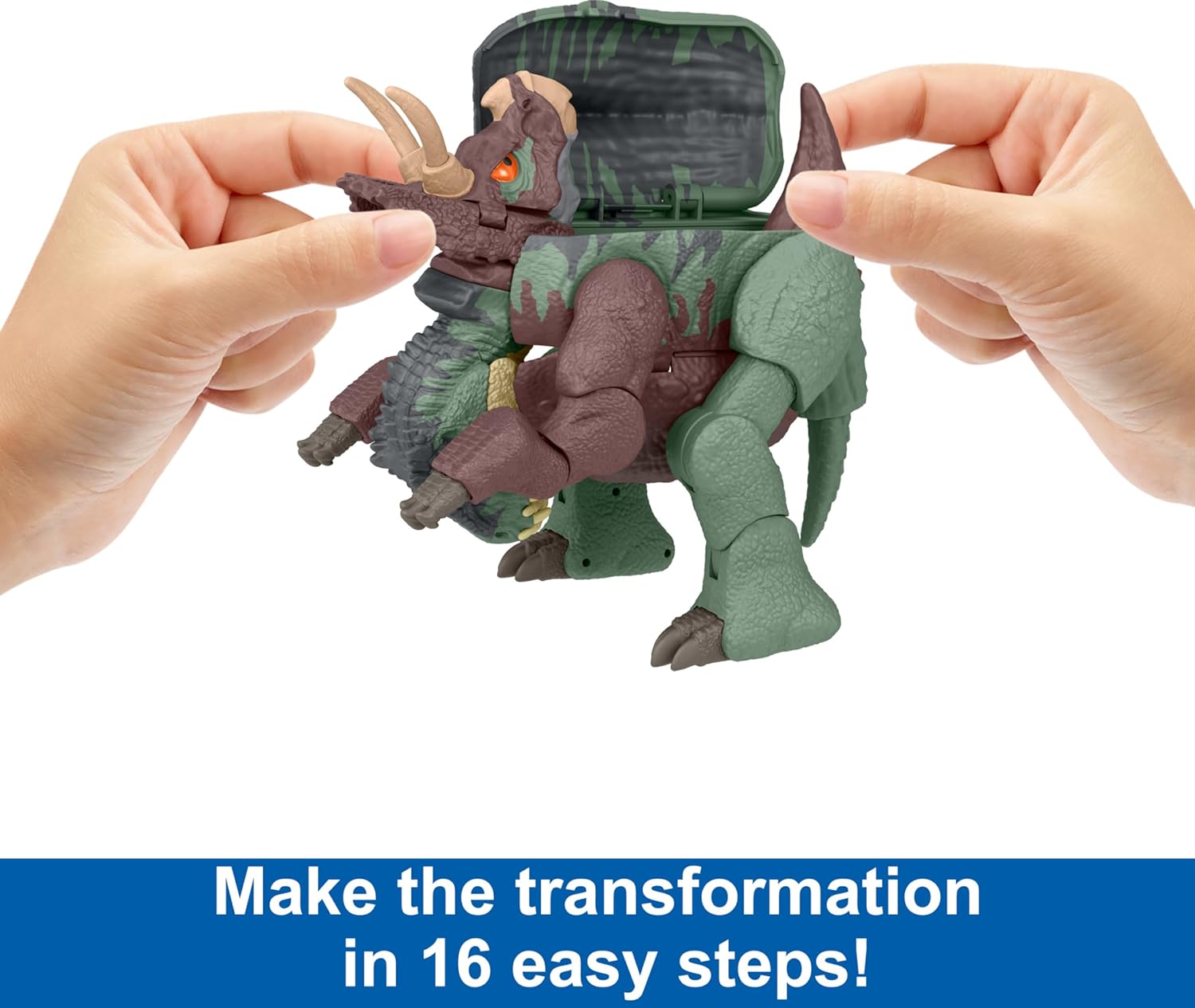 Jurassic World Transforming Dinosaur Toy, Giganotosaurus to Nasutoceratops, Massive Stretch Fierce Changers 16-Step 2 in 1 Figure