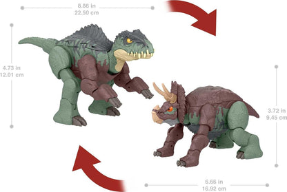 Jurassic World Transforming Dinosaur Toy, Giganotosaurus to Nasutoceratops, Massive Stretch Fierce Changers 16-Step 2 in 1 Figure