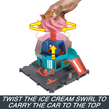 Hot Wheels Let's Race Netflix - City Track Set with 1 Hot Wheels Car, Track Play that Connects to Other Sets, Ice Cream Shop Playset, HTN77
