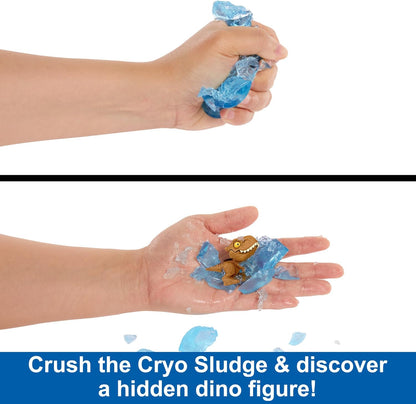 Jurassic World Unboxing Crushivores Mini Dinosaur Toy Figure in Rip-Open Package with Multiple Compounds & Surprises, Feeding Play, HVB29