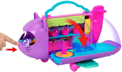 Polly Pocket Dolls and Playset, Kitty Airways Airplane, Travel Toy with 2 Micro Dolls and Pet, Spinning Stage and Accessories (Amazon Exclusive