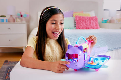 Polly Pocket Dolls and Playset, Kitty Airways Airplane, Travel Toy with 2 Micro Dolls and Pet, Spinning Stage and Accessories (Amazon Exclusive