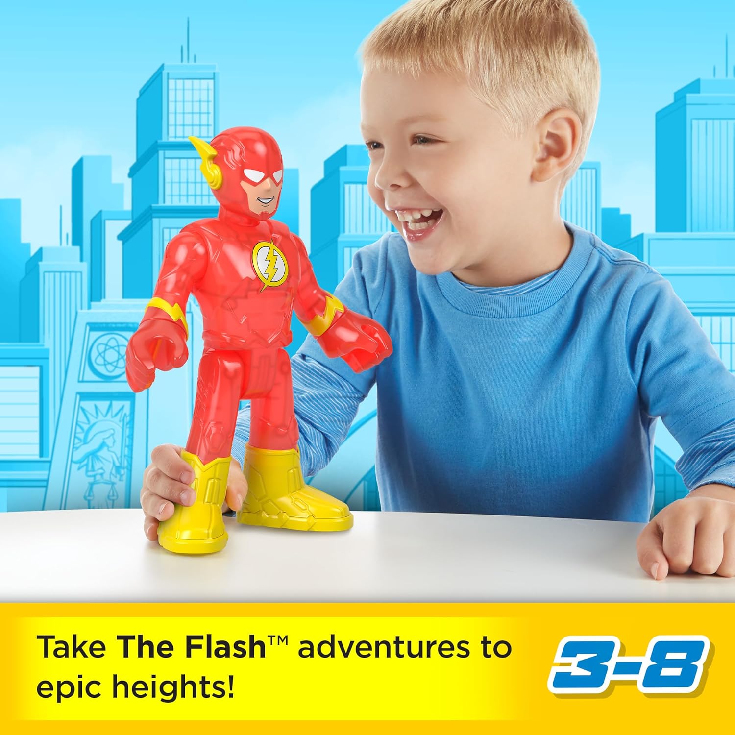Fisher-Price Imaginext DC Super Friends The Flash XL Toy 10-Inch Poseable Figure for Preschool Pretend Play Ages 3+ Years