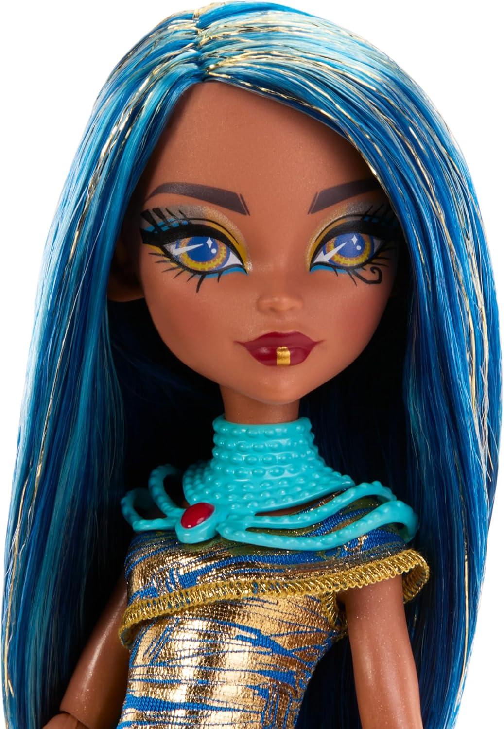 Monster High, Articulating Cleo Doll with Gold Dress and Accessories, for Ages 4 and Up