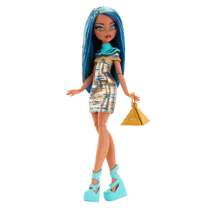 Monster High, Articulating Cleo Doll with Gold Dress and Accessories, for Ages 4 and Up