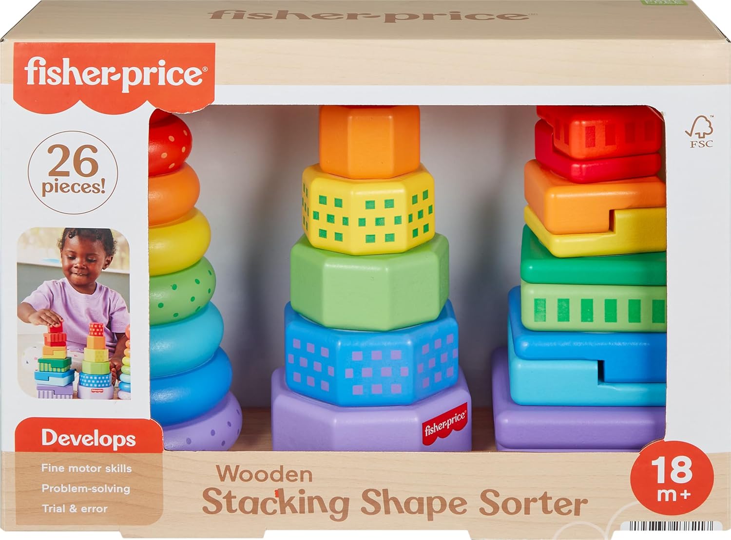 Fisher-Price - Wooden Stacking Shape Sorter (Hxt76)