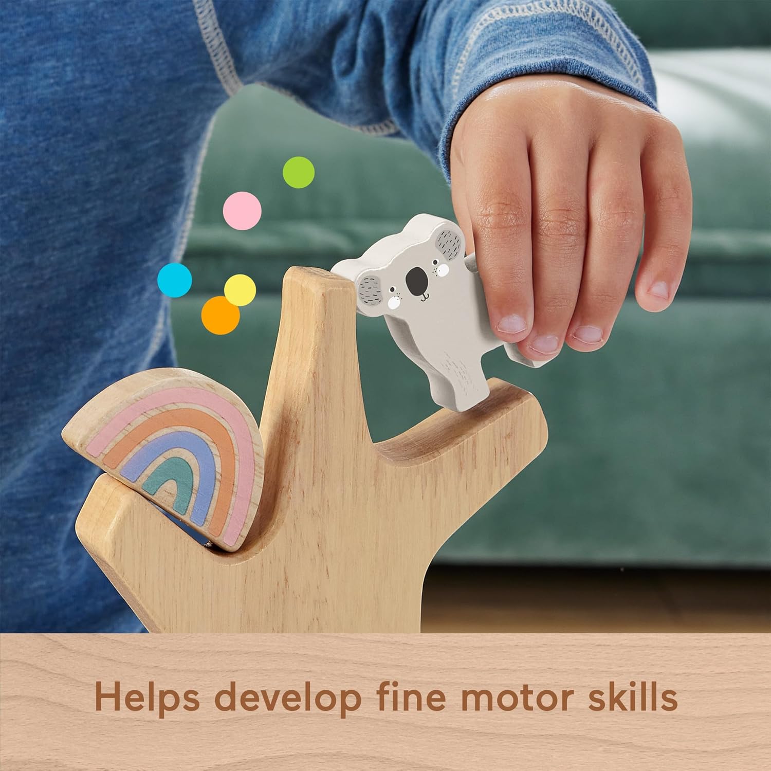Fisher-Price Preschool Toy Wooden Balance Tree, 10 Wood Pieces for Stacking Developmental Play for Kids Ages 3+ Years, HXT87