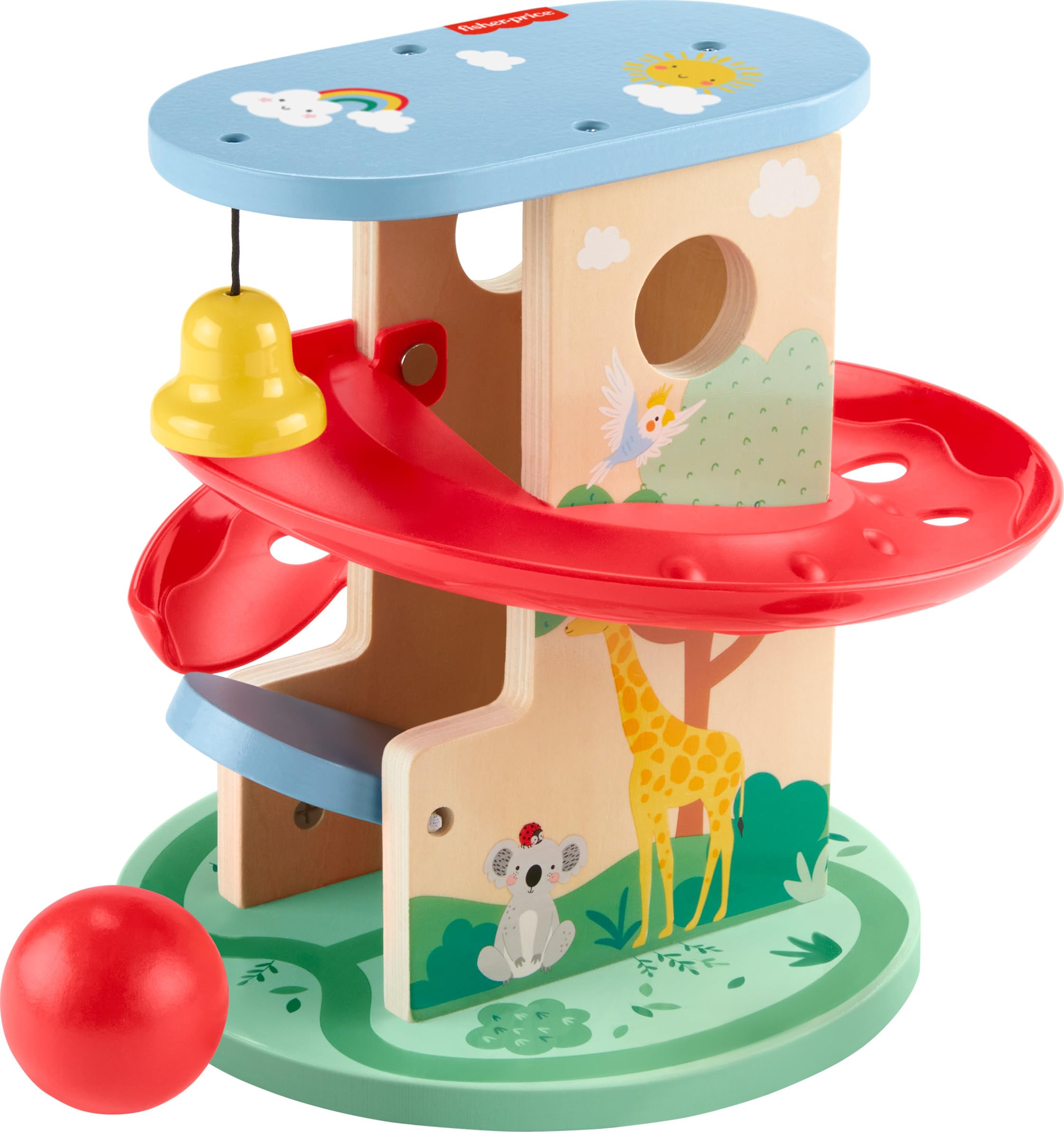 Fisher-Price Baby & Toddler Toy Wooden Tree House Ball Run, 2 Wooden Pieces for Infants from 9 Months