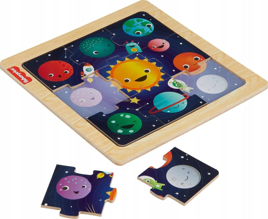 Fisher-Price HXV16 Planets Wooden Puzzle, Multi-Colour
