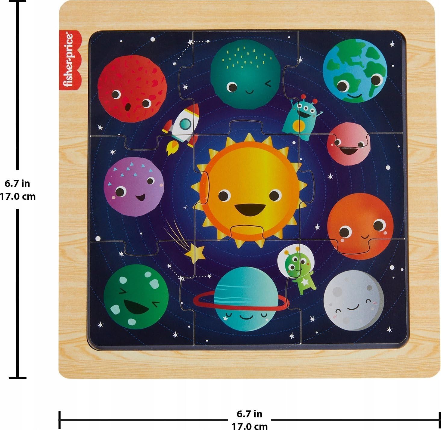 Fisher-Price HXV16 Planets Wooden Puzzle, Multi-Colour