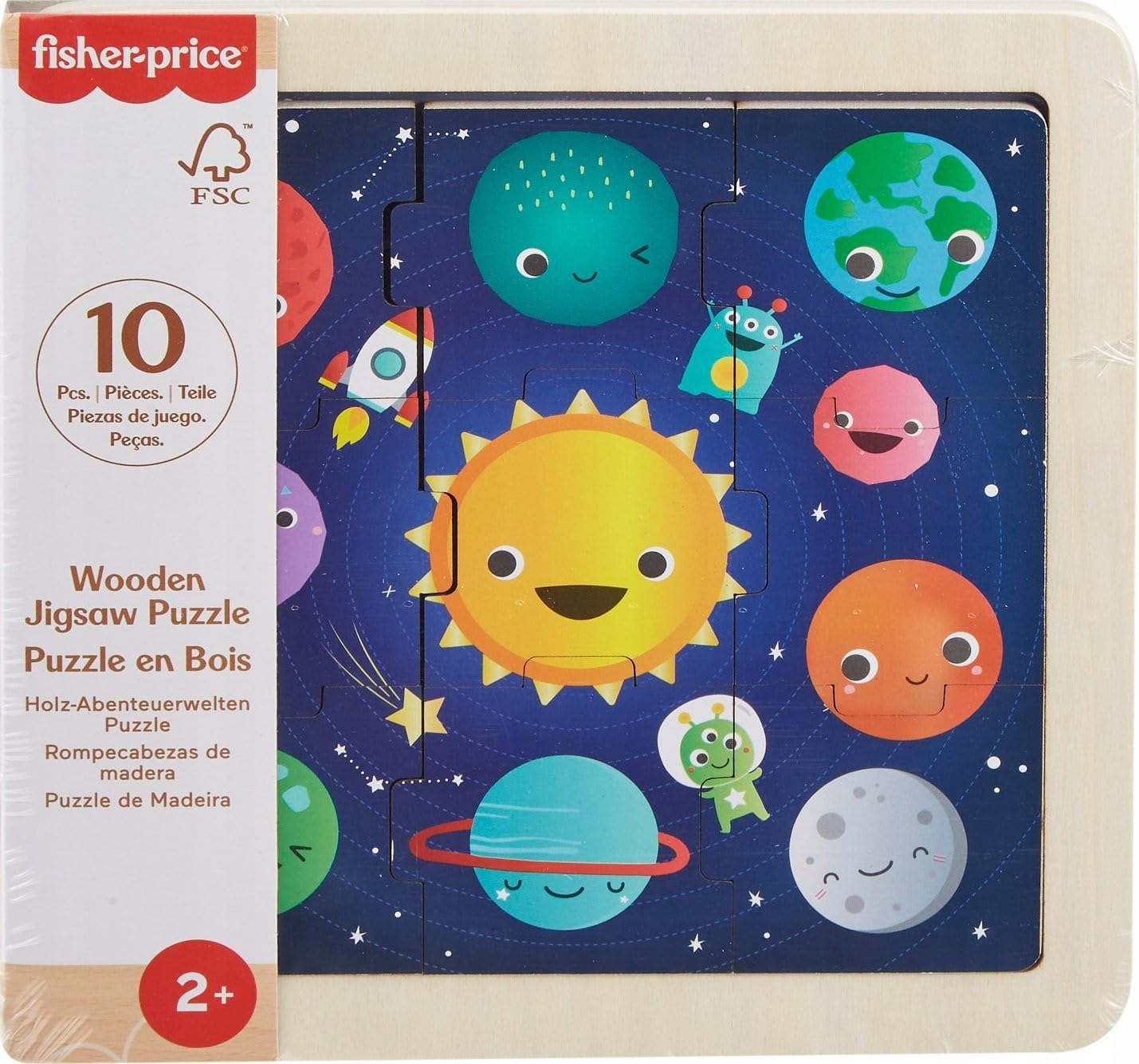 Fisher-Price HXV16 Planets Wooden Puzzle, Multi-Colour