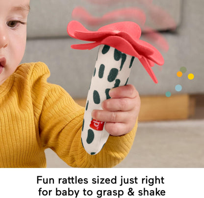 Fisher-Price Baby Toys Planet Friends Shake ‘n Rattle Busy Bee Sensory Plush 2-Piece Set for Newborns Ages 3+ Months, HYR56