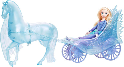 Mattel Disney Frozen Elsa Fashion Doll with Removeable Dress & Shoes, Mythical Horse-Like Nokk & Adventure Carriage, Inspired by Frozen: Winter Festival, JBG56