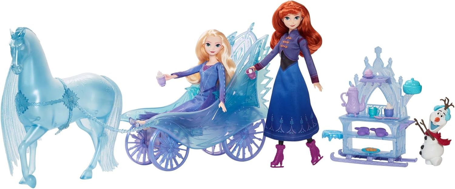 Mattel Disney Frozen Elsa Fashion Doll with Removeable Dress & Shoes, Mythical Horse-Like Nokk & Adventure Carriage, Inspired by Frozen: Winter Festival, JBG56