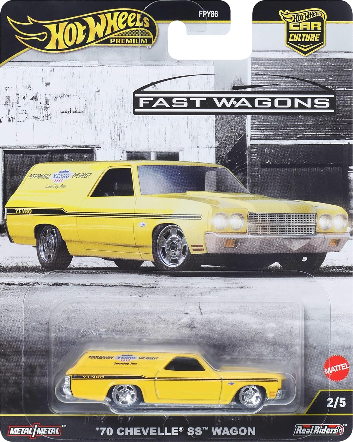 Hot Wheels Premium Car Culture Collectible Toy Car, 1:64 Scale Die-Cast '70 Chevelle SS Wagon, Fast Wagons Vehicle with Real Riders Tires