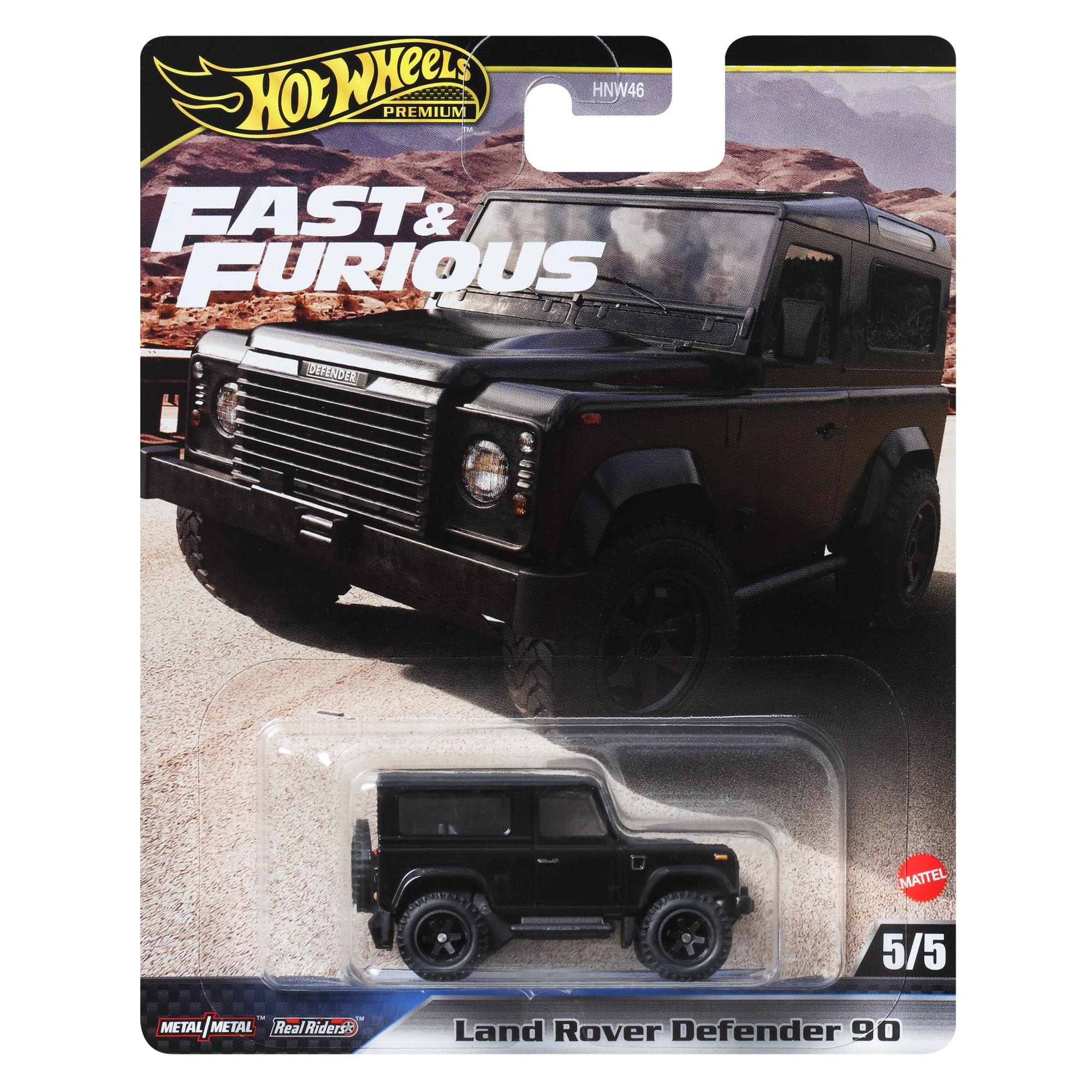 Hot Wheels Premium Car Culture 1:64 Scale Die-Cast Land Rover Defender 90 Off-Road Vehicle with Real Riders Tyres
