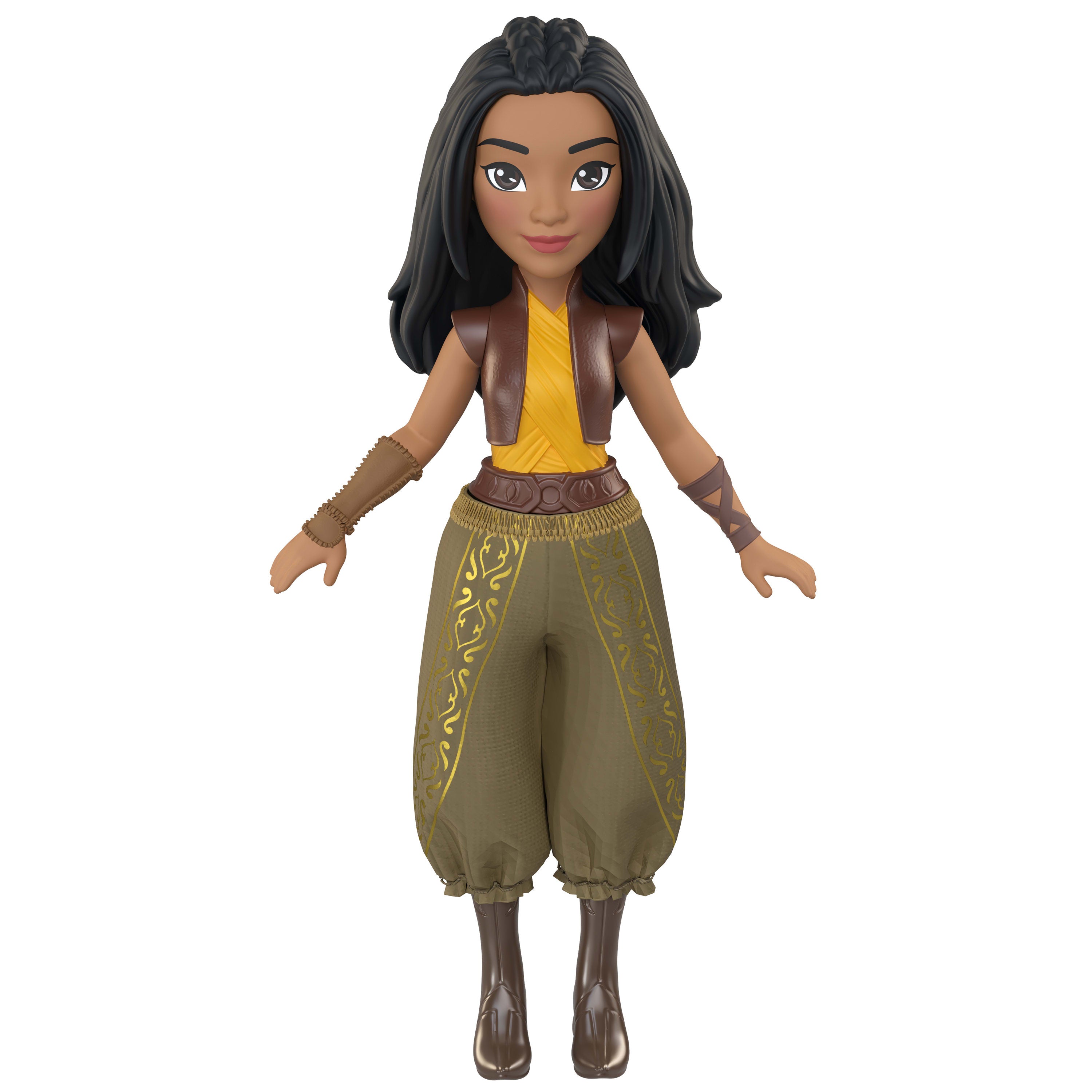 Disney Princess Raya Posable Small Doll in Shiny Outfit with Removable Pants, Inspired by Movie