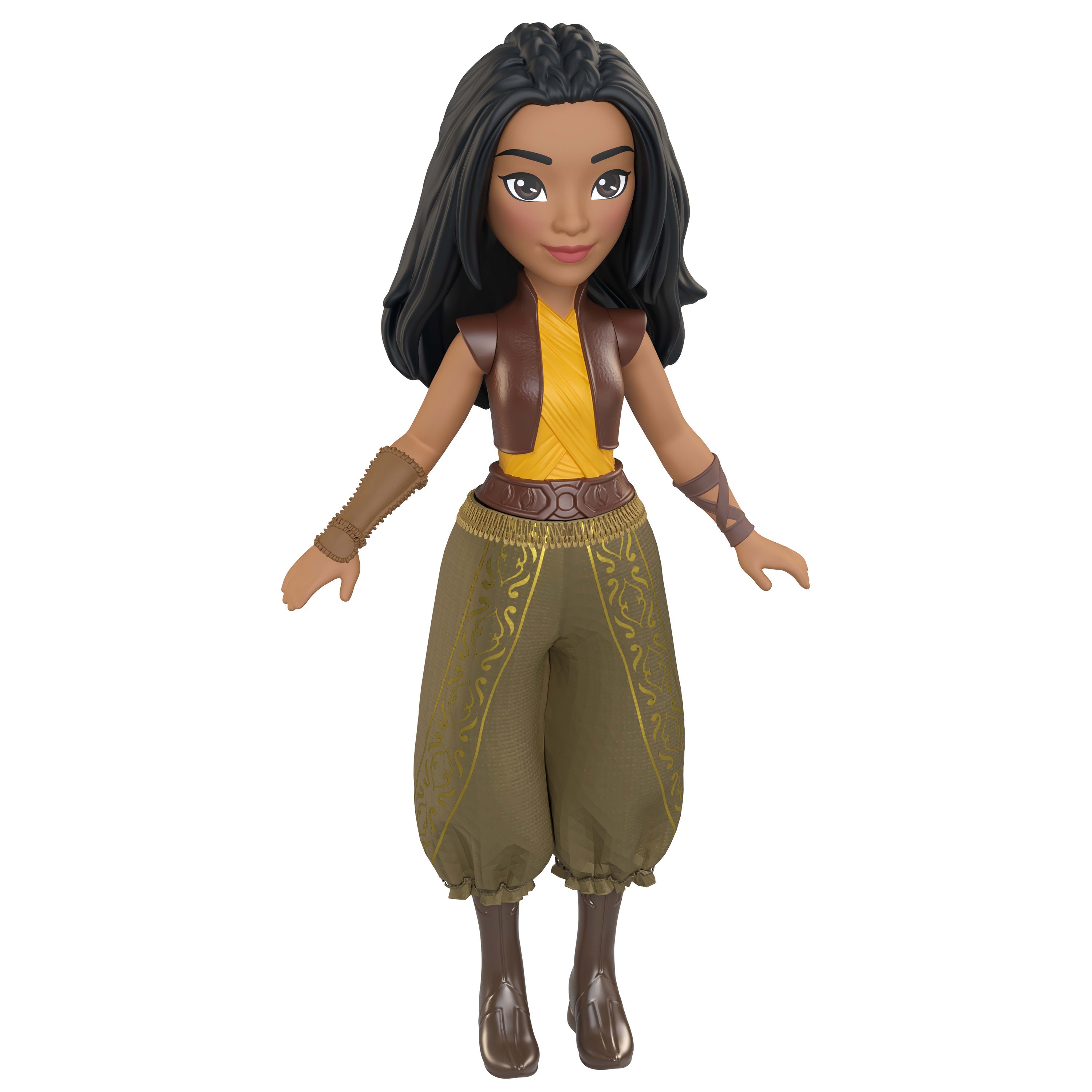 Disney Princess Raya Posable Small Doll in Shiny Outfit with Removable Pants, Inspired by Movie