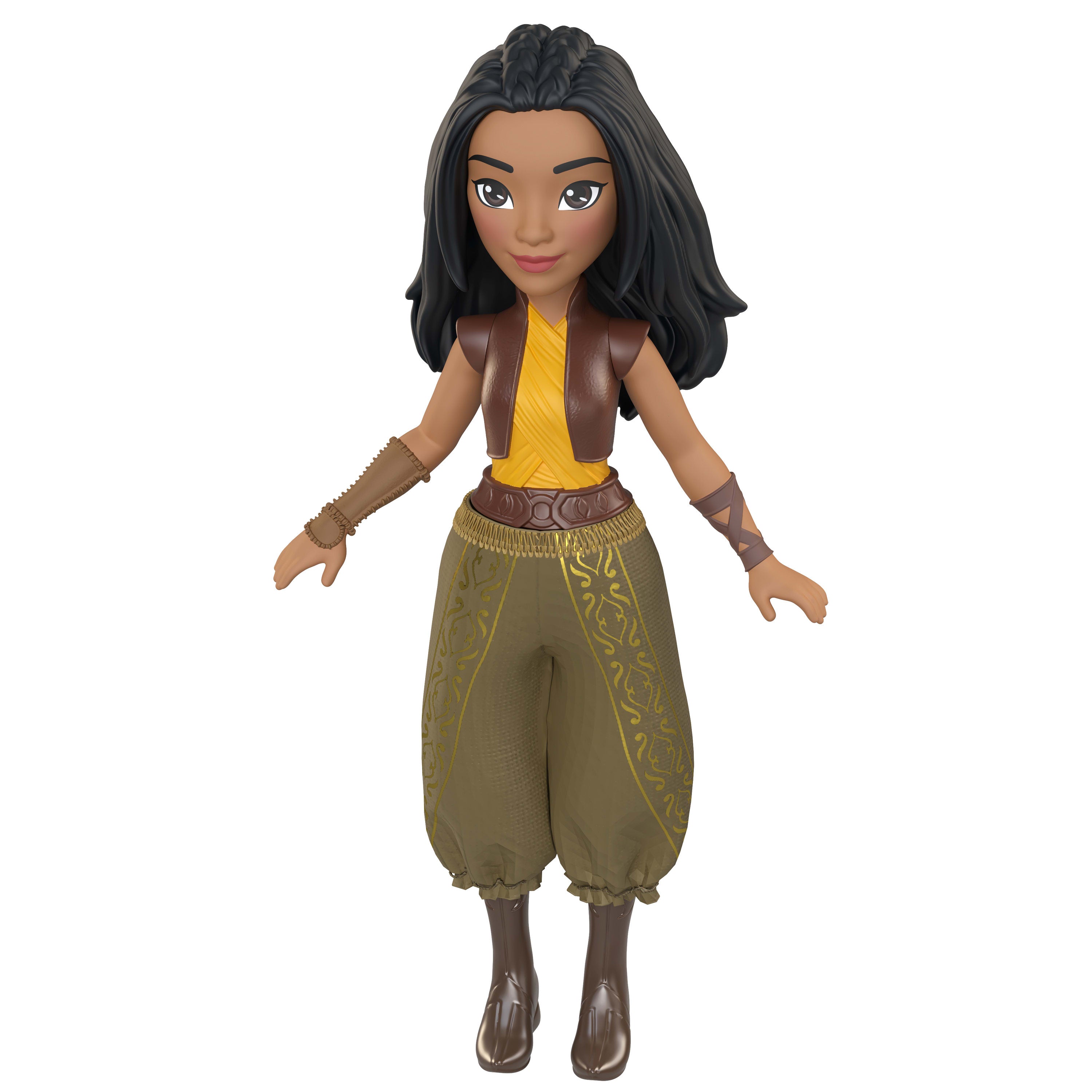 Disney Princess Raya Posable Small Doll in Shiny Outfit with Removable Pants, Inspired by Movie