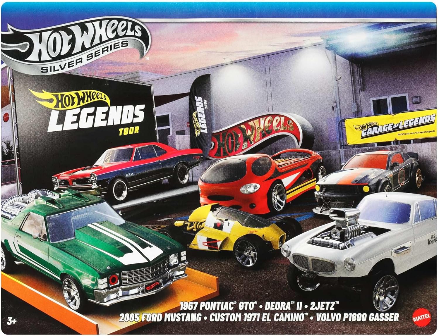 Hot Wheels 1:64 Scale Die-Cast Toy Cars & Trucks, Set of 6 HW Legends Vehicles with Elevated Deco (Styles May Vary), JBY78