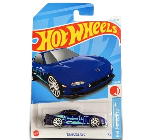 Hot Wheels 95 Mazda RX-7, Blue Project Mu Livery, HW J-Imports 9/10