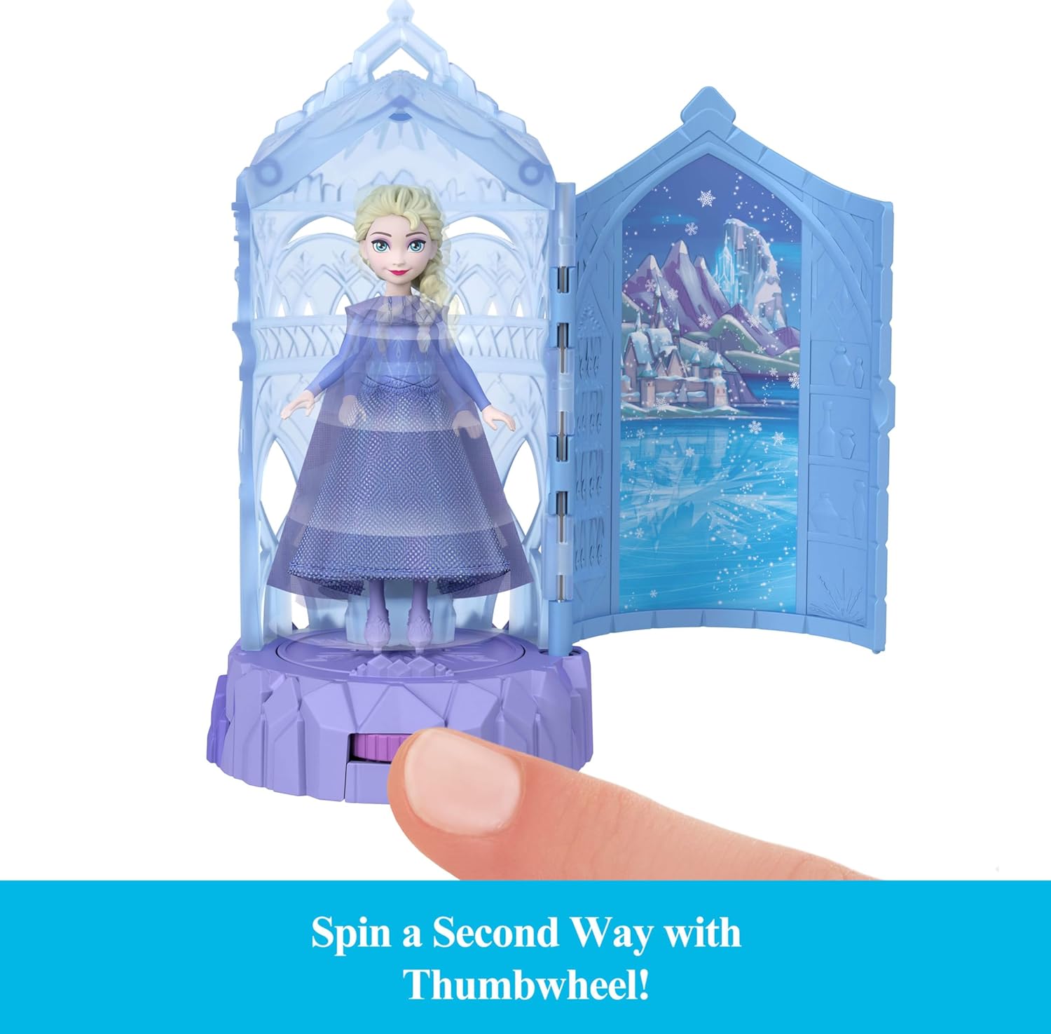 Mattel Disney Frozen Surprise Small Dolls & Mini Castle Playsets with Spinning Doll Reveal, Ice Castle Spin Surprise from Movies (Styles May Vary