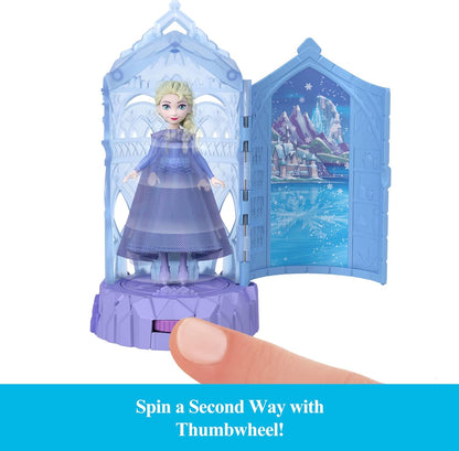 Mattel Disney Frozen Surprise Small Dolls & Mini Castle Playsets with Spinning Doll Reveal, Ice Castle Spin Surprise from Movies (Styles May Vary