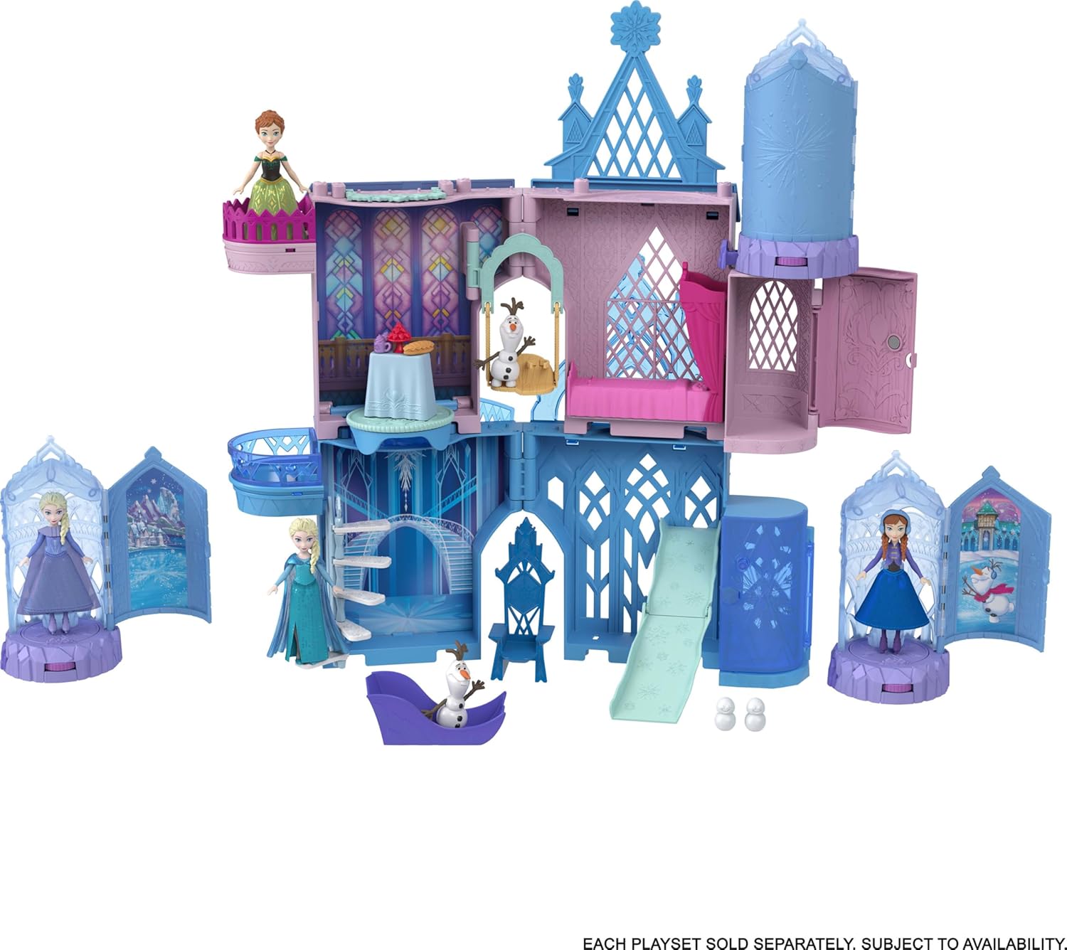 Mattel Disney Frozen Surprise Small Dolls & Mini Castle Playsets with Spinning Doll Reveal, Ice Castle Spin Surprise from Movies (Styles May Vary