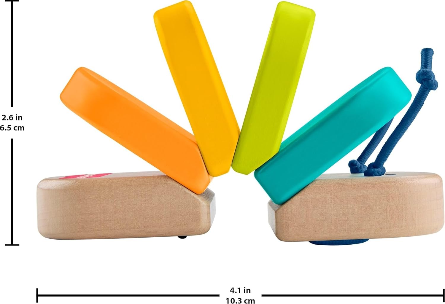 Fisher-Price Wood Baby Toy Clacker Caterpillar, Wooden Rattle Sensory Activity for Developmental Play Infants Ages 6+ Months
