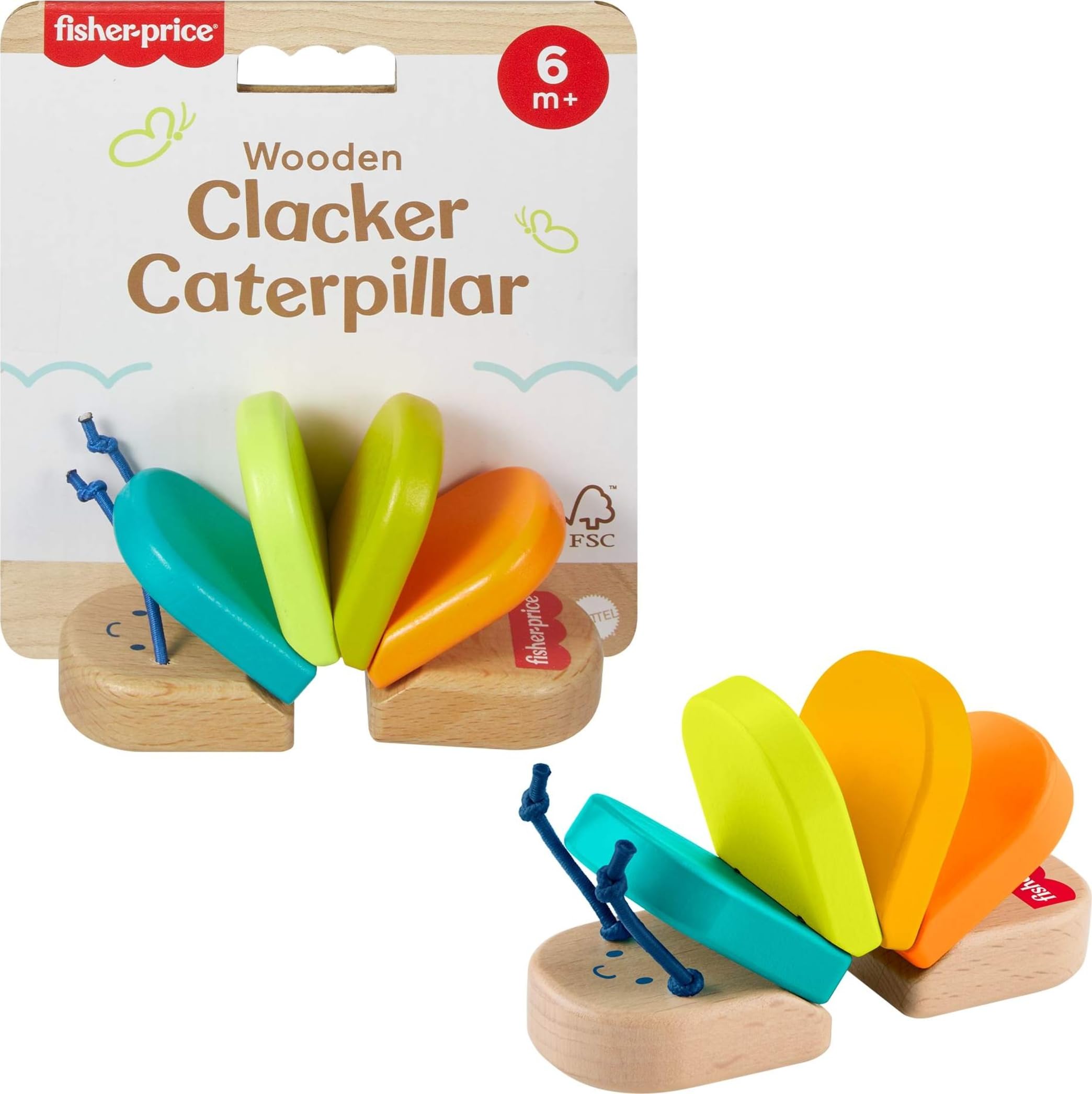 Fisher-Price Oruguita Wooden Baby Toy for Babies from 6 Months