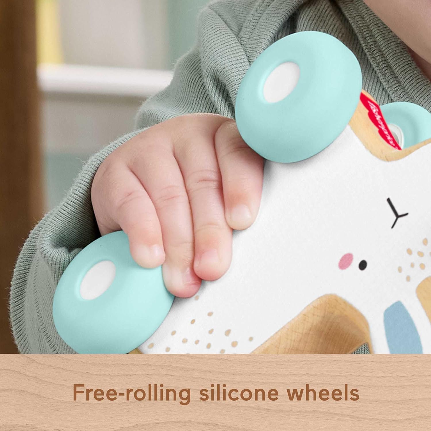 Fisher-Price Baby Toy Wooden Push-Along Bunny, Wood Vehicle for Crawling Developmental Play for Infants Ages 6+ Months