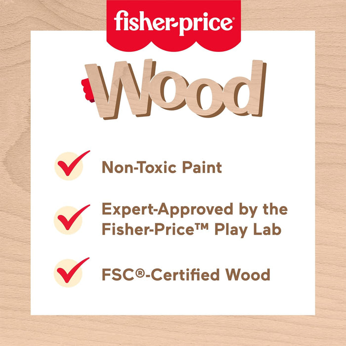 Fisher-Price Baby Toy Wooden Push-Along Bunny, Wood Vehicle for Crawling Developmental Play for Infants Ages 6+ Months