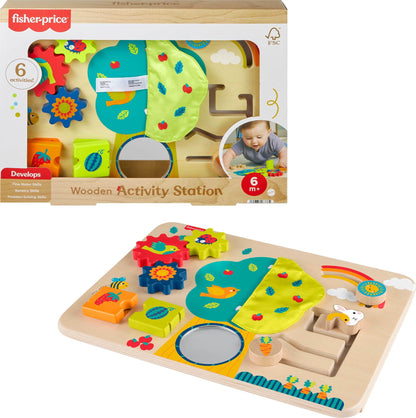 Fisher-Price Baby Toy Fun Wooden Play Board for Babies from 6 Months