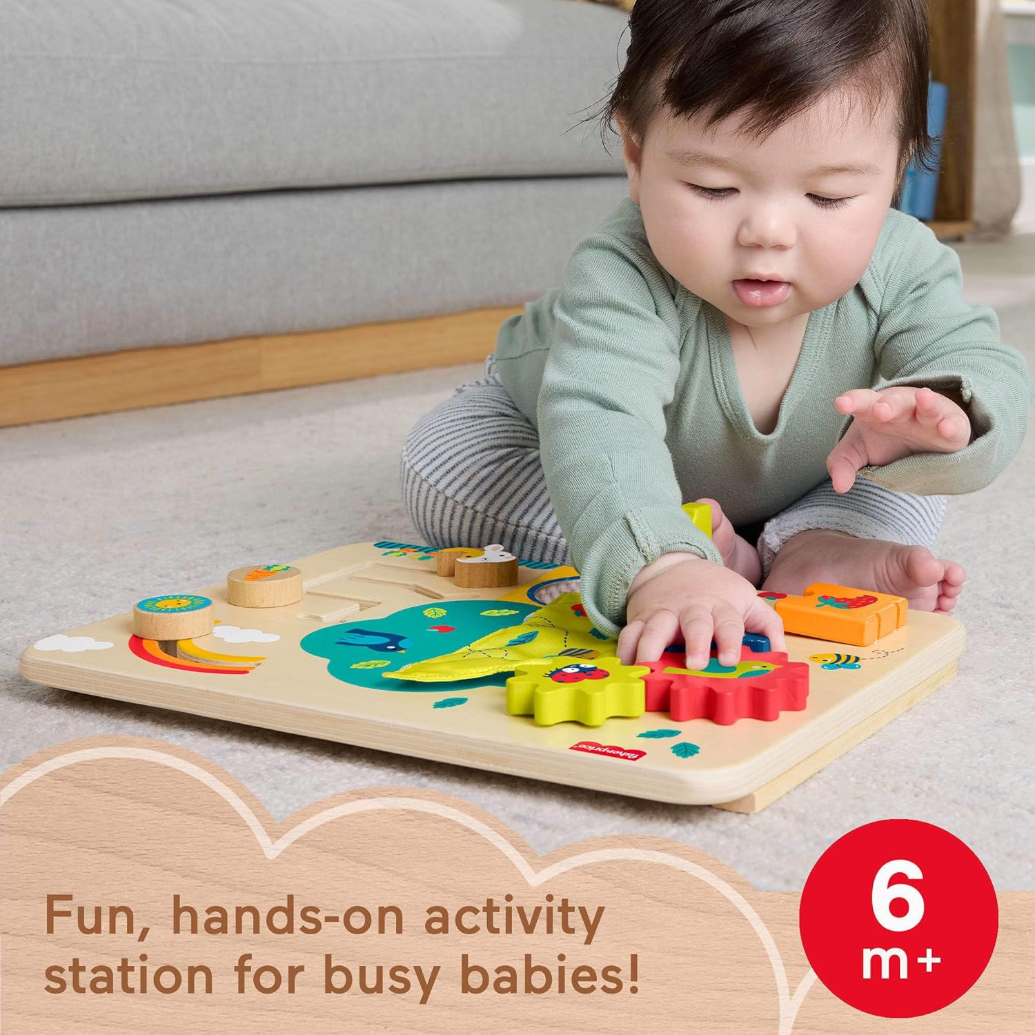 Fisher-Price Baby Toy Fun Wooden Play Board for Babies from 6 Months