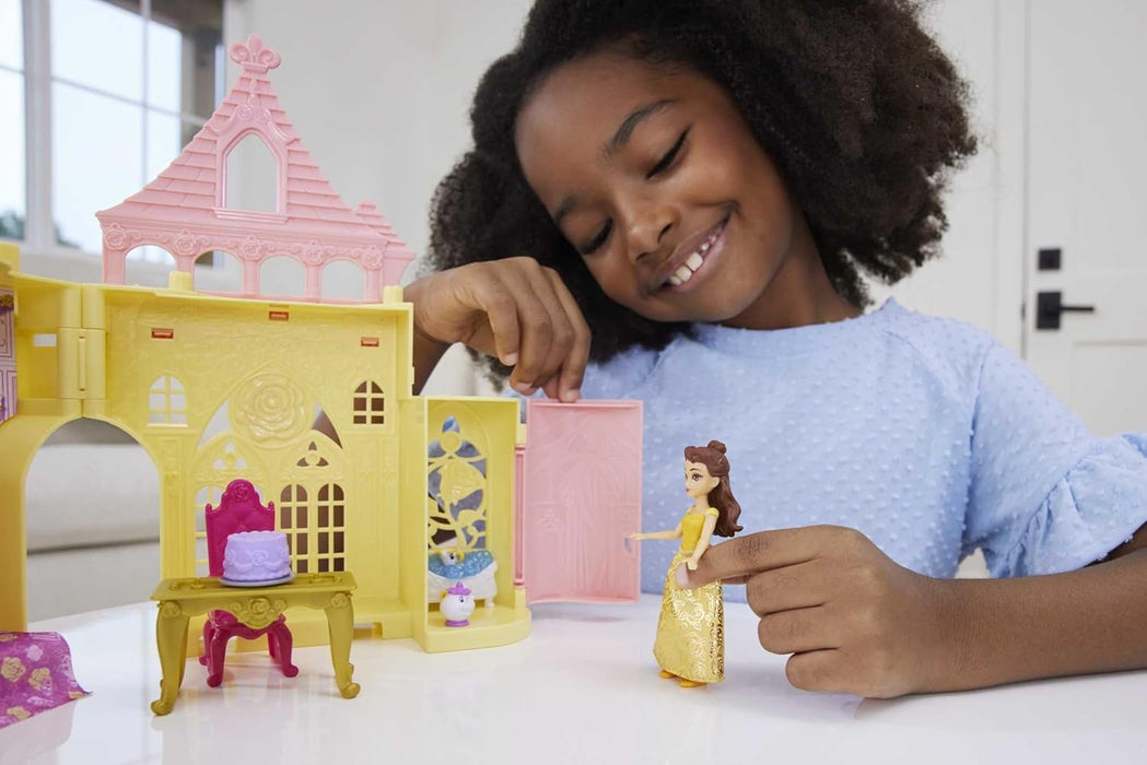 Mattel Disney Princess Toys, Storytime Stackers Belle's Castle, Stackable Doll House with Small Doll & 9 Pieces, Inspired by the Disney Movie, JDP54